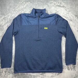 Helly Hansen Mens 2XL Blue 1/4 Zip Fleece Lined Sweater Pullover FEN 51851 O